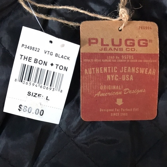 PLUGG JEAN CO. Black Cotton Zip Up Jacket Size Large - Picture 9 of 12